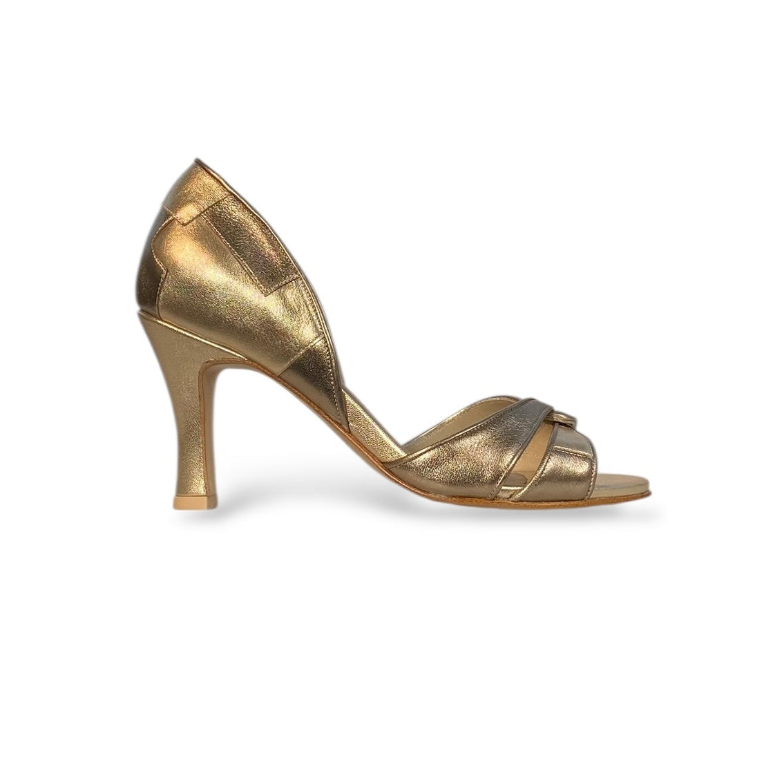 Peep toe Sophie Champagne com Prata velho