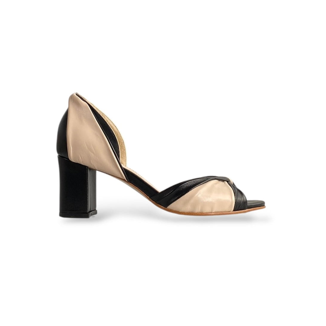 Peep toe Sereno Preto com Pêssego