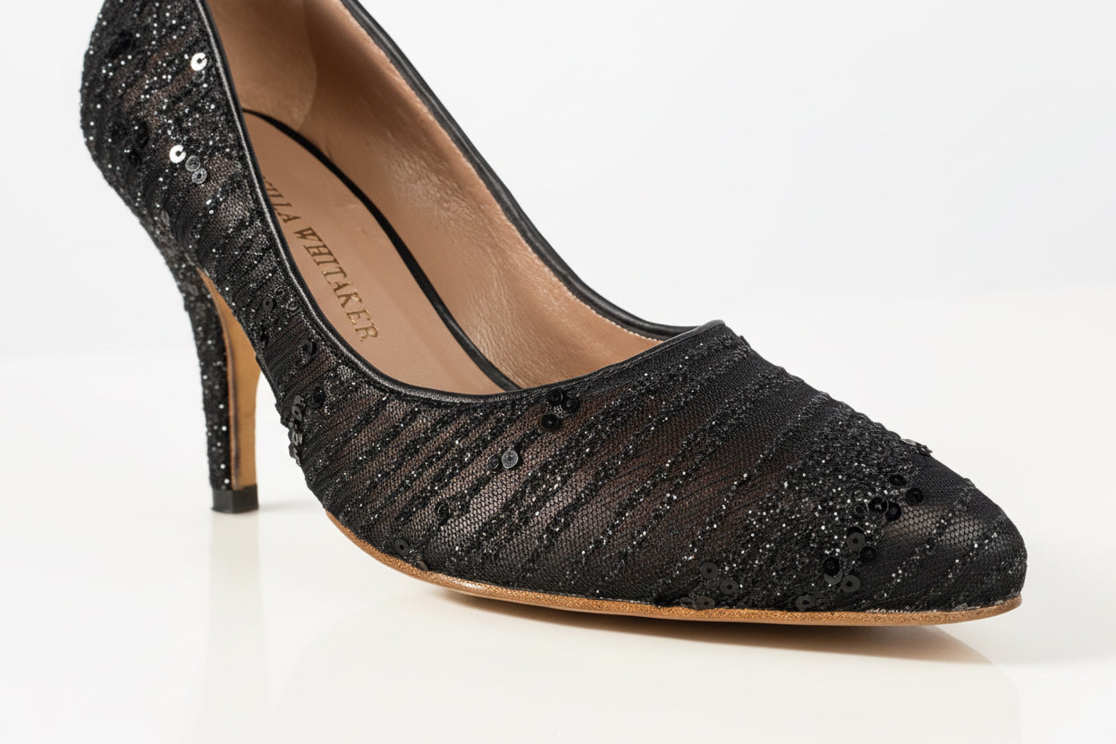 Scarpin Simaria Preto Brilhante