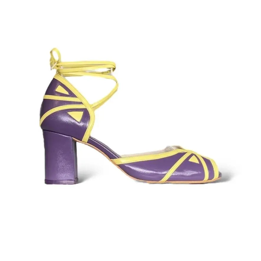 Sandália Loren Roxo com amarelo