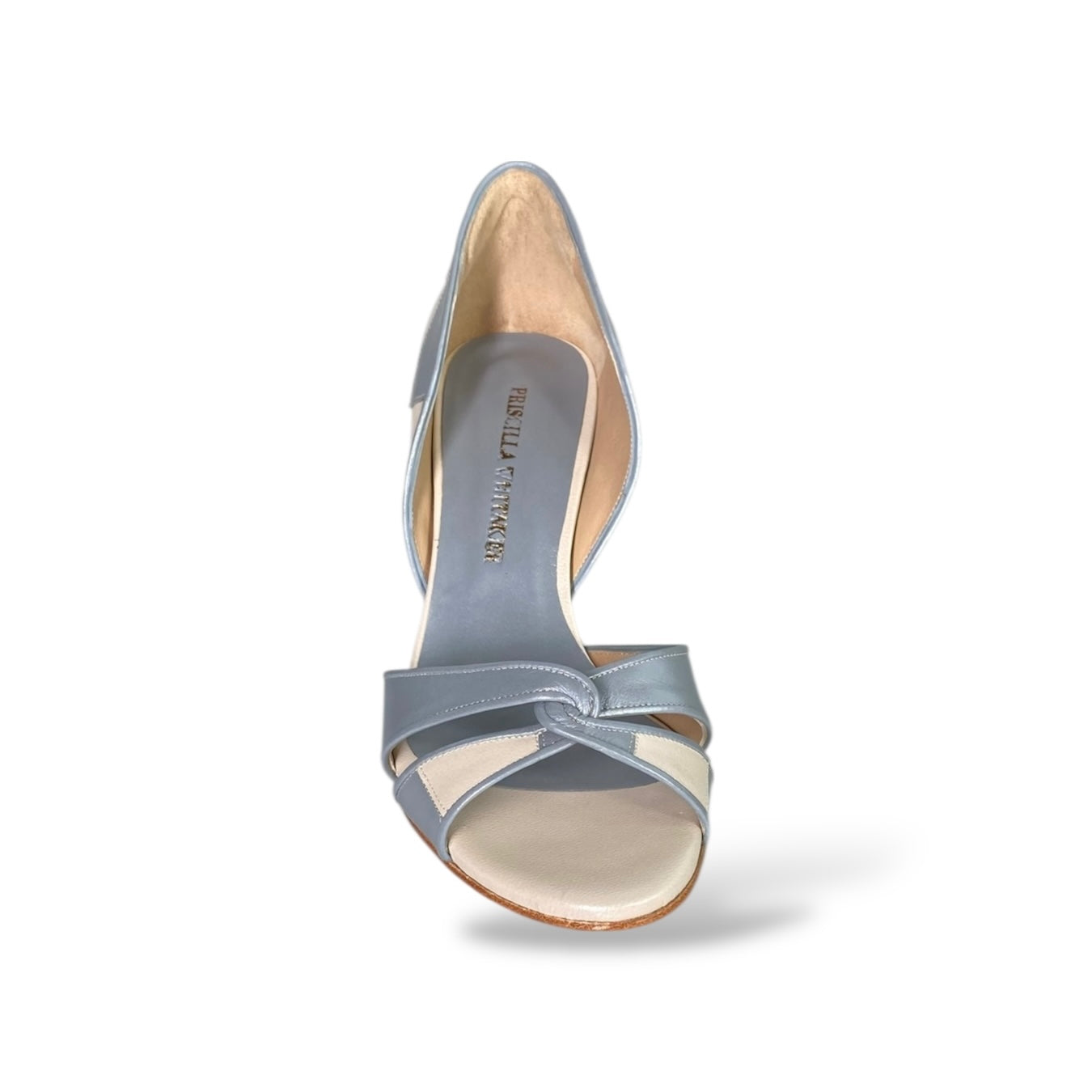 Peep toe Sophie Branco perólado com cinza