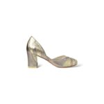 Peep Toe Theodora Prata velho com Champagne