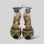 Peep Toe Clara Preto com Ouro velho