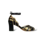 Peep Toe Clara Preto com Ouro velho