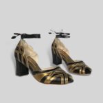 Peep Toe Clara Preto com Ouro velho