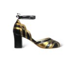 Peep Toe Clara Preto com Ouro velho