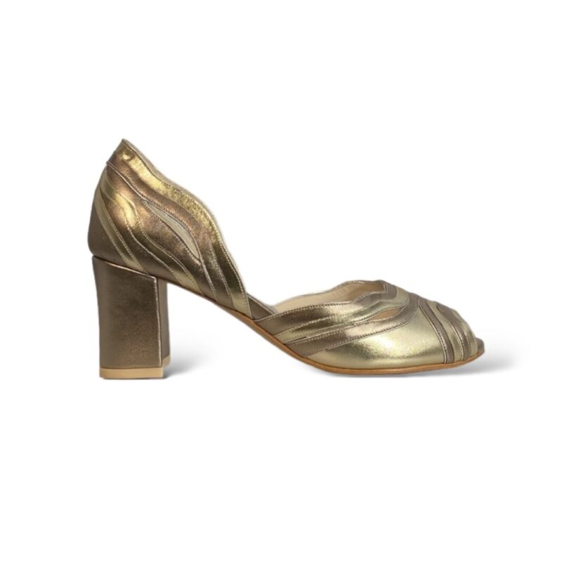 Peep Toe Susan Champagne com Prata velho