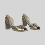 Peep Toe Susan Champagne com Prata velho